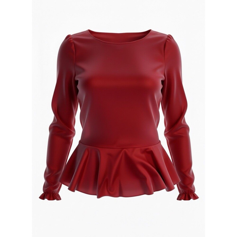 Women’s Jason Wu Red Peplum Blouse – Size L (Fitted) – New With Tags